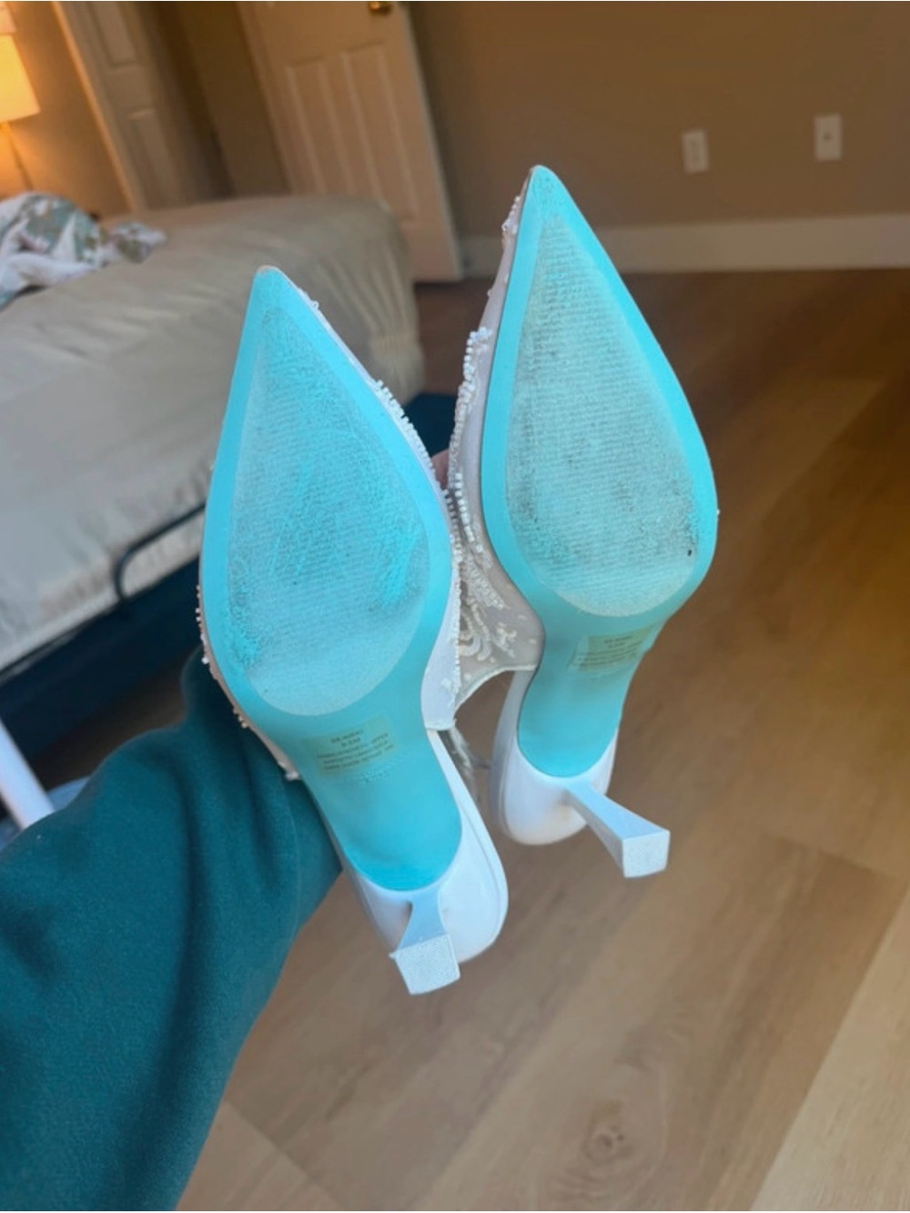 Betsey Johnson Ivory Beaded Pointed-Toe Slingback Heels - Picture 4 of 12